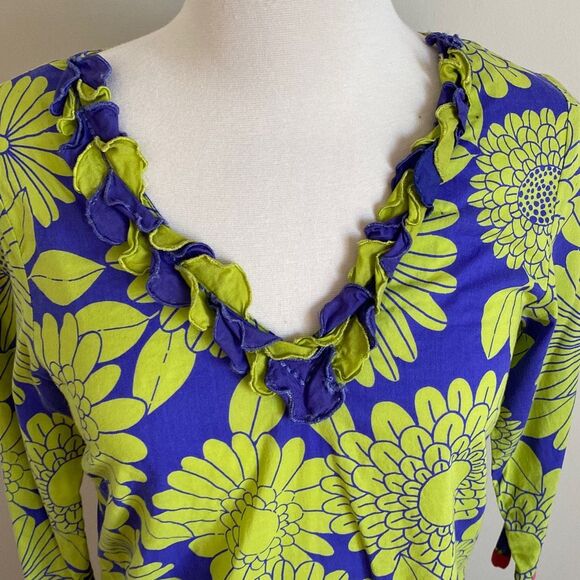 Boden Green Floral Beach‎ Coverup Dress Size 4 - Picture 2 of 9